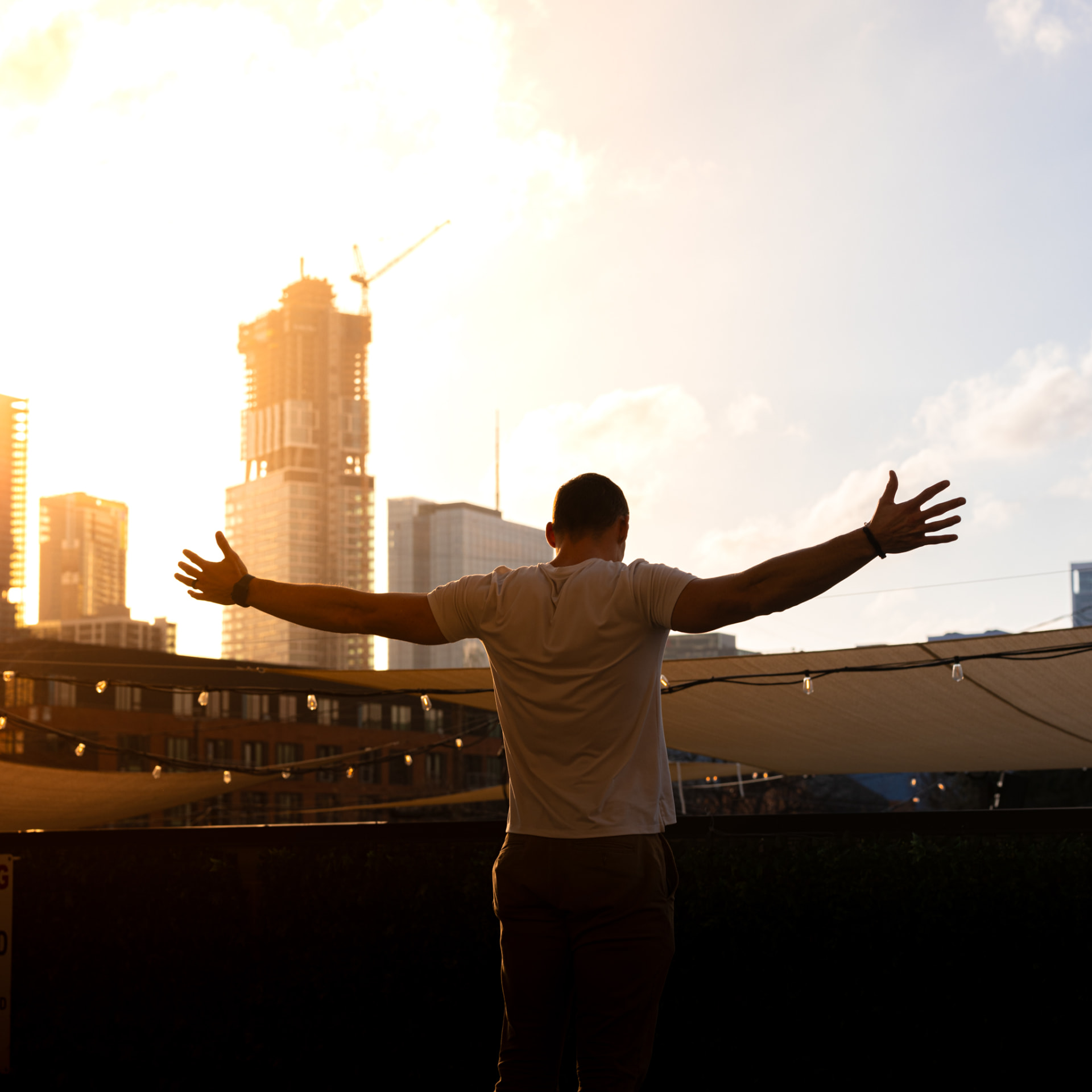 Sunset over the city at a past Beacon